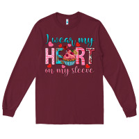 Burgundy i wear my heart on my sleeve Long Sleeve Tee - NancyCooperArtShop