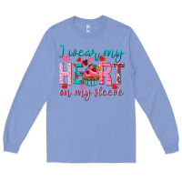 Colony Blue i wear my heart on my sleeve Long Sleeve Tee - NancyCooperArtShop