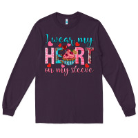 Plum i wear my heart on my sleeve Long Sleeve Tee - NancyCooperArtShop
