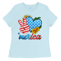 Baby Blue america with heart Ladies Tee - HRA Design Shop