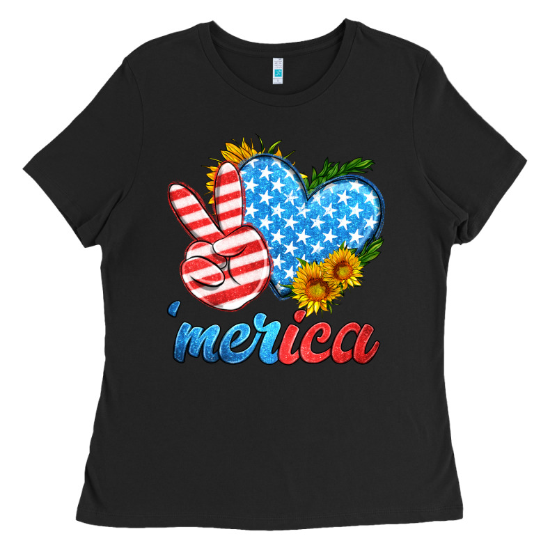America With Heart Ladies Tee by HRA Design Shop | Teevron
