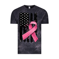 Cloud Black breast cancer ribbon american flag Vintage Tee - MaliasSmallBusiness