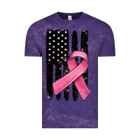 Cloud Purple breast cancer ribbon american flag Vintage Tee - MaliasSmallBusiness