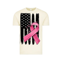 Breast Cancer Ribbon American Flag Vintage Tee | Teevron
