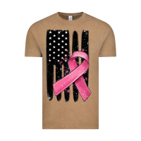 Vintage Coffee breast cancer ribbon american flag Vintage Tee - MaliasSmallBusiness