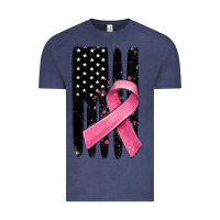 Vintage Denim breast cancer ribbon american flag Vintage Tee - MaliasSmallBusiness