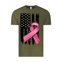 Vintage Olive breast cancer ribbon american flag Vintage Tee - MaliasSmallBusiness