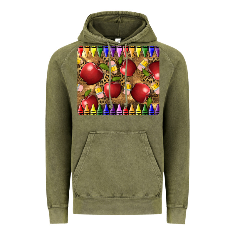 Teacher Crayons And Apples Vintage Hoodie by LillyAllenDesigns | Teevron