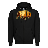 Black Desert Landscape Bison Silhouette Zipper Hoodie - Bettercallsaul