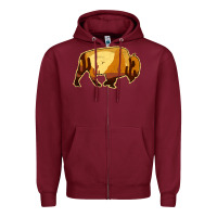 Desert Landscape Bison Silhouette Zipper Hoodie | Teevron