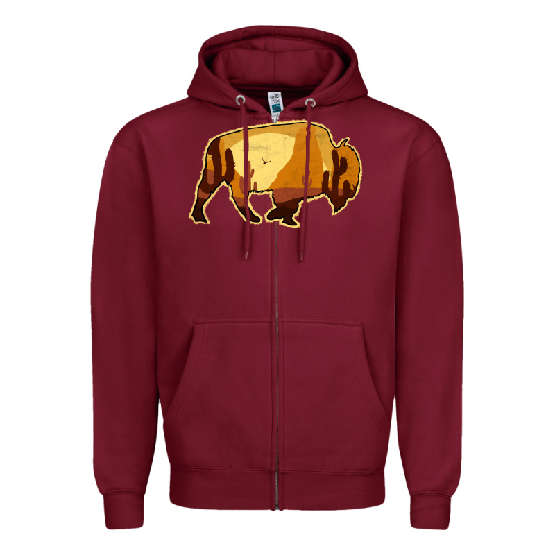 Desert Landscape Bison Silhouette Zipper Hoodie by Bettercallsaul | Teevron