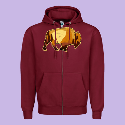 Desert Landscape Bison Silhouette Zipper Hoodie Designed By Bettercallsaul
