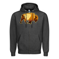 Charcoal Heather Desert Landscape Bison Silhouette Zipper Hoodie - Bettercallsaul