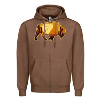 Chestnut Desert Landscape Bison Silhouette Zipper Hoodie - Bettercallsaul