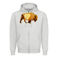 Dove Grey Desert Landscape Bison Silhouette Zipper Hoodie - Bettercallsaul