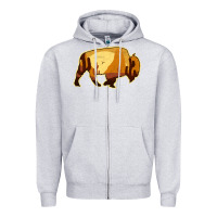 Heather Grey Desert Landscape Bison Silhouette Zipper Hoodie - Bettercallsaul
