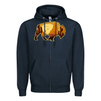 Navy Desert Landscape Bison Silhouette Zipper Hoodie - Bettercallsaul