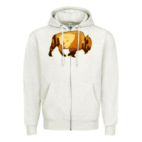 Oatmeal Heather Desert Landscape Bison Silhouette Zipper Hoodie - Bettercallsaul