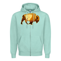 Seafoam Desert Landscape Bison Silhouette Zipper Hoodie - Bettercallsaul