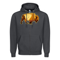 Smoke Desert Landscape Bison Silhouette Zipper Hoodie - Bettercallsaul