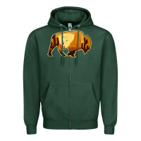 Sports Green Desert Landscape Bison Silhouette Zipper Hoodie - Bettercallsaul