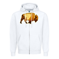 White Desert Landscape Bison Silhouette Zipper Hoodie - Bettercallsaul