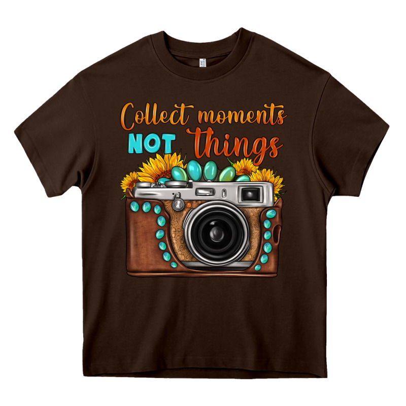 Collect Moments Not Things Sunflower Gemstone Vintage Camera Heavy Core Tee by FaDigitalArtStudio | Teevron