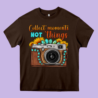 Collect Moments Not Things Sunflower Gemstone Vintage Camera Heavy Core Tee Designed By Fadigitalartstudio