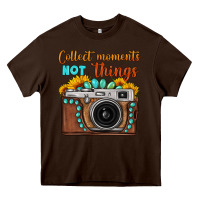 Chocolate Brown collect moments not things sunflower gemstone vintage camera Heavy Core Tee - FaDigitalArtStudio