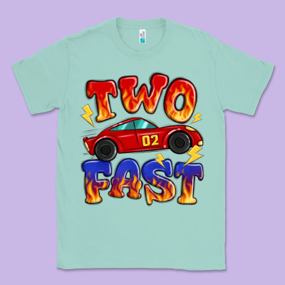 Two Fast Boys Birthday Racing Car Classic Tee Designed By Maliassmallbusiness