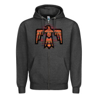 Charcoal Heather Red Aztec Thunderbird Zipper Hoodie - Bettercallsaul