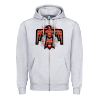 Heather Grey Red Aztec Thunderbird Zipper Hoodie - Bettercallsaul