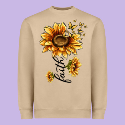 Faith Sunflower Heavyweight Sweatshirt Designed By Maliassmallbusiness