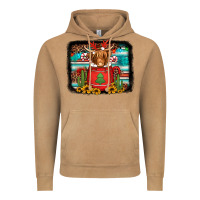 Vintage Camel hot coco christmas highland cow with background Vintage Hoodie - Jasminsmagicworld