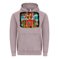 Vintage Zinc hot coco christmas highland cow with background Vintage Hoodie - Jasminsmagicworld