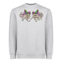 Heather Grey skeleton hands mardi gras Heavyweight Sweatshirt - MaliasSmallBusiness