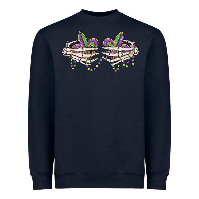 Skeleton Hands Mardi Gras Heavyweight Sweatshirt by MaliasSmallBusiness | Teevron