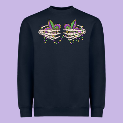 Skeleton Hands Mardi Gras Heavyweight Sweatshirt Designed By Maliassmallbusiness