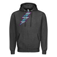 Charcoal Heather Purple Border Aztec Pattern Lightning Zipper Hoodie - Bettercallsaul