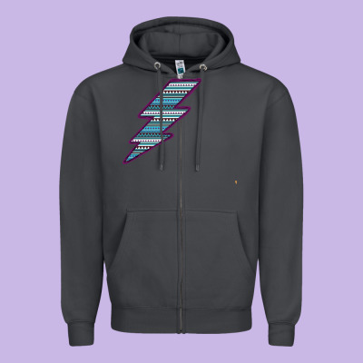 Purple Border Aztec Pattern Lightning Zipper Hoodie Designed By Bettercallsaul