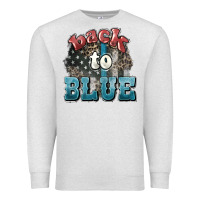 Oatmeal Heather Back to blue 4th of july Premium Sweatshirt - HowdyJamesFarm