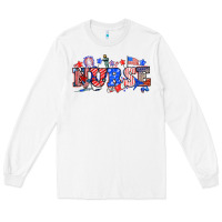 White 4th of july nurse Long Sleeve Tee - NancyCooperArtShop
