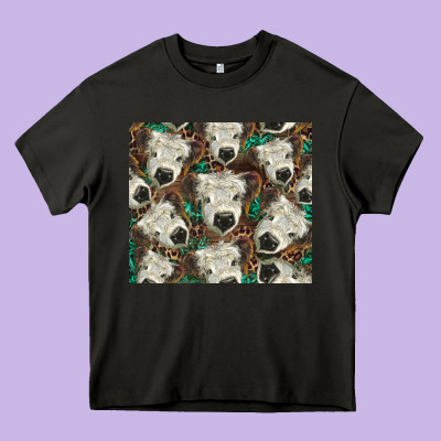 White Scottish Calf Heavy Core Tee Designed By Barkaloodesign