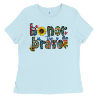 Baby Blue honor the brave Ladies Tee - CowhideDigitalArt