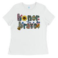White honor the brave Ladies Tee - CowhideDigitalArt