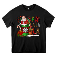 Black fa la la la la christmas santa claus coffee cup Heavy Core Tee - FaDigitalArtStudio
