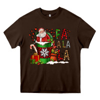 Chocolate Brown fa la la la la christmas santa claus coffee cup Heavy Core Tee - FaDigitalArtStudio