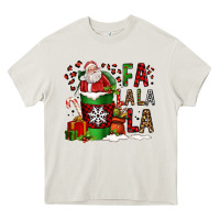 Fa La La La La Christmas Santa Claus Coffee Cup Heavy Core Tee | Teevron