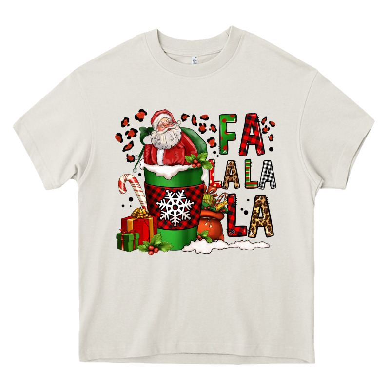 Fa La La La La Christmas Santa Claus Coffee Cup Heavy Core Tee by FaDigitalArtStudio | Teevron