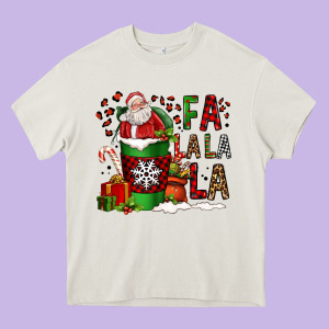 Fa La La La La Christmas Santa Claus Coffee Cup Heavy Core Tee Designed By Fadigitalartstudio